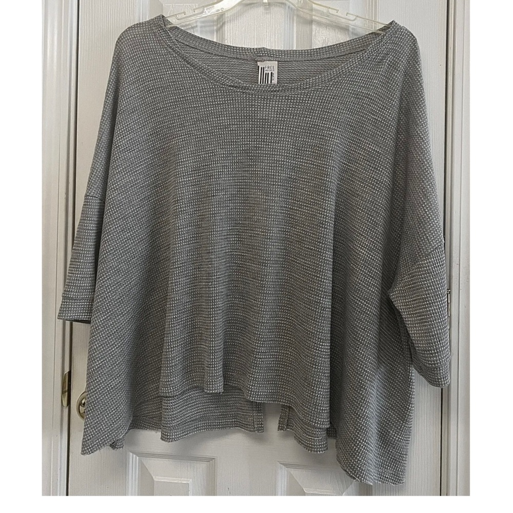 Free People Gray Women Short Sleeve Open Back Top Small